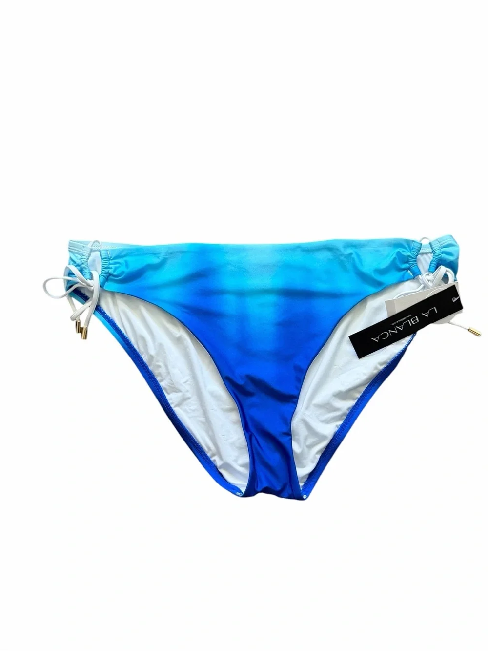 La Blanca Ocean Oasis Sapphire Blue Side Tie Hipster Swim Bottoms Size 16 NWT